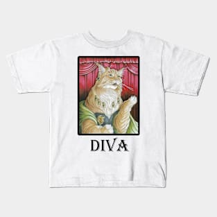 The Cat Singer - Diva Quote - Black Outlined Version Kids T-Shirt